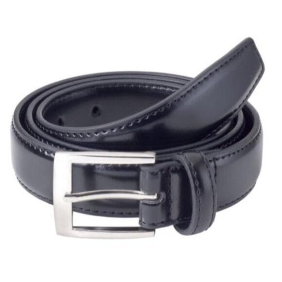 Men's Black‎ Leather Belt - Classic Stitched Genuine Leather Size 46 - Picture 1 of 5